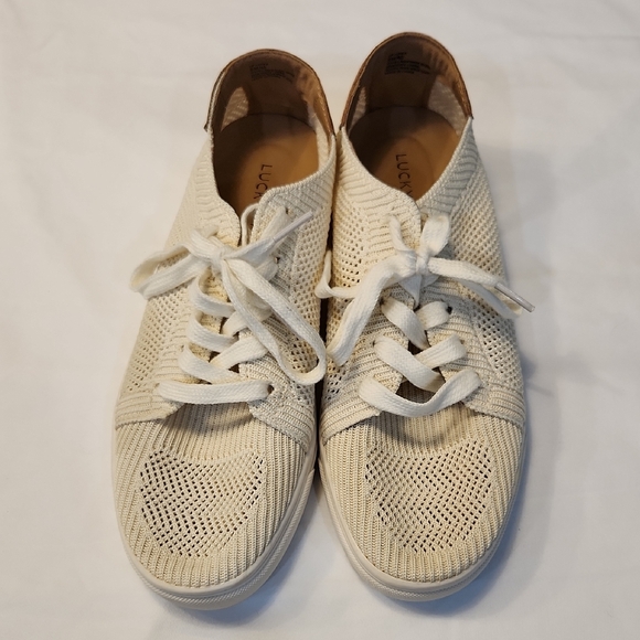 Lucky Brand Beige Knit Lace-Up Sneakers - Picture 1 of 3